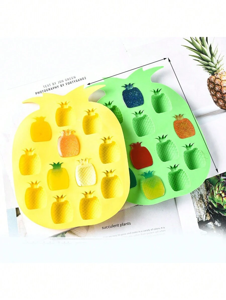 1入組菠蘿造型冰塊盤,防濺擋/易釋放,適用於冰箱和容器中,製作凍色雞尾酒,威士忌,咖啡