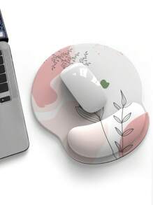 Wrist Support Mouse Pad, Notebook Wrist Rest Pad, Mouse Pad With Wrist Rest Support Thickened Palm Rest Pad - Pink White Leaves - View 3