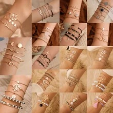 1 bộ Của phụ nữ Bộ vòng đeo tay , Đúng mốt Thiết kế hình học Vòng tay Và Kết cườm Sợi - Nhiều màu - Xem 12