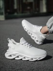 Nam Đúng mốt Nhẹ Lưới thoáng khí Giày Chạy bộ , In thư Trắng Giải trí Giày thể thao - trắng - Xem 6