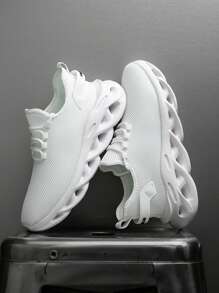 Nam Đúng mốt Nhẹ Lưới thoáng khí Giày Chạy bộ , In thư Trắng Giải trí Giày thể thao - trắng - Xem 4