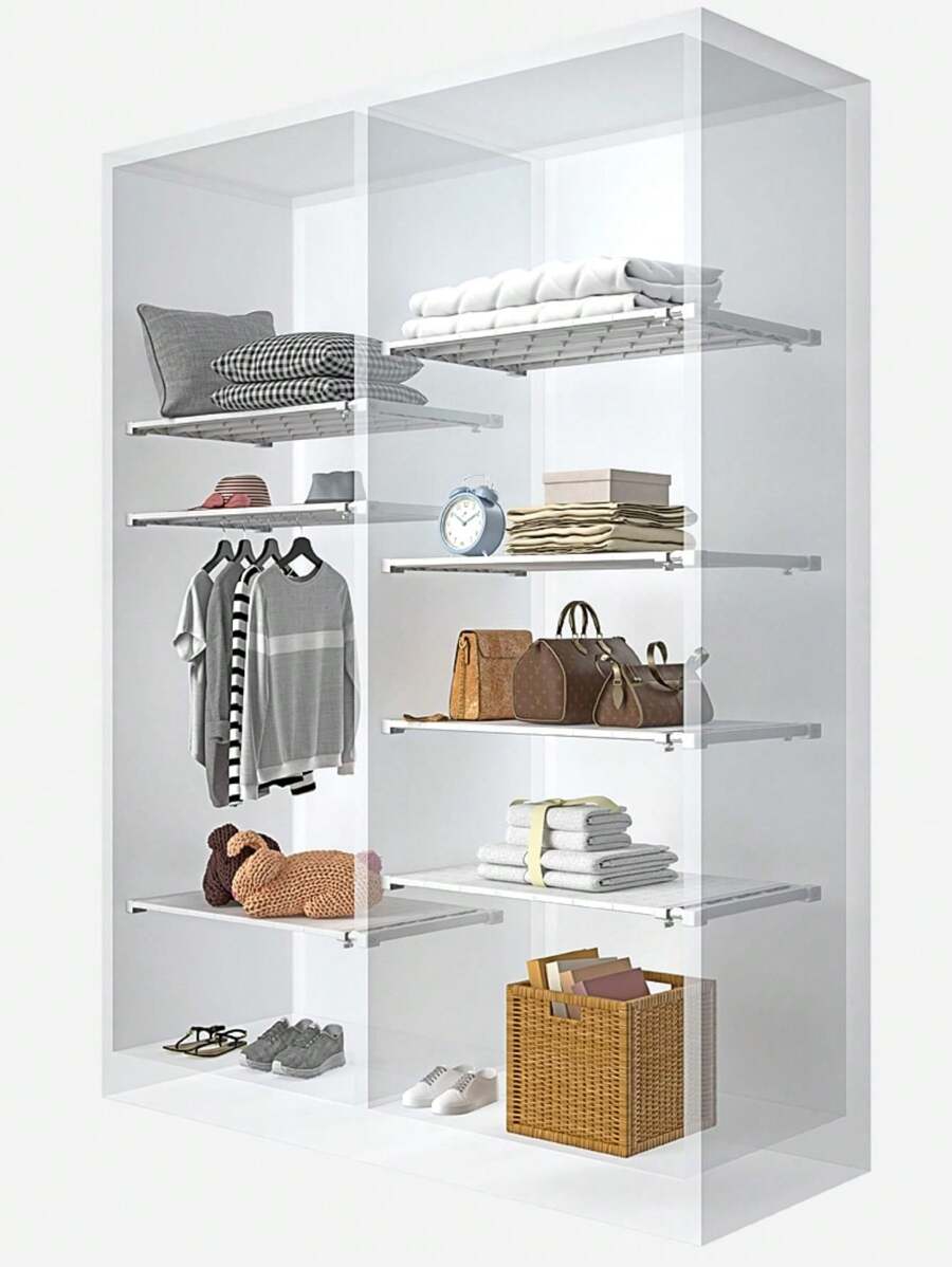 1pc Wardrobe Divider Storage Shelf Cabinet Expander Partition Rack ...