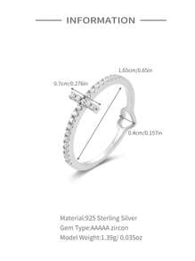 1枚925純銀小巧十字心形承諾戒指,18k鍍金拇指戒指,適合女性、母親、父親、女兒、摯愛的人、母親節、慰問、紀念珠寶禮物