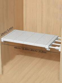 1 buc. raft reglabil pentru separator de raft, organizator de dulap, potrivit pentru dulap, bucătărie, baie - alb - Vizualizare 2
