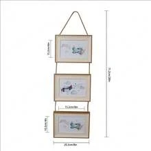 1 Pieza Marco De Fotos Colgante Creativo De Plástico Duradero Con Cuerda De Yute Para Decoración Del Hogar, Estilo Moderno - Color de veta de madera blanca. - Ver 4