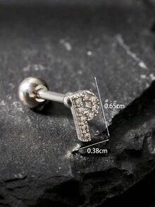 1 Miếng Cổ điển Thời trang Chữ cái Đồ trang sức Nam Xỏ lỗ tai Khối Zirconia  Tiếng Anh Tên viết tắt Đinh ốc Trở lại Bông tai stud Dành Cho Nam Và Nữ - Bạc - Xem 24
