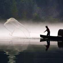 Old-Fashioned Traditional Handmade Hand Thrown Fishing Net, American Style 3.5m High Handmade Tire Line Net With 1 Finger Per 3 Net Eyelets - Red - View 4