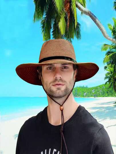 1 Stück faltbarer breitkrempiger Cowboyhut aus Stroh, Unisex Sonnenschutz Hut für den Sommer für Outdoor, Partys, den Alltag, den Strand, geeignet für Dates, Versammlungen, Outdoor-Aktivitäten, Strandurlaub