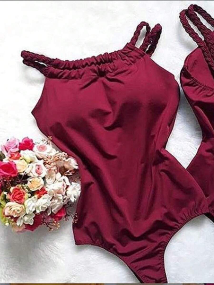 Women Bodysuits - Màu Đỏ Sâu - Xem 1