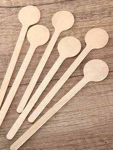 10pcs Wooden Spoon Durable Tableware Bamboo Scoop Coffee Honey Teaspoon Stirrer Dessert Honey Soup Cutlery Home Tableware - Brown - View 9