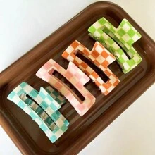 1 Kẹp tóc họa tiết bàn cờ dành cho nữ, thích hợp để đeo hàng ngày, dự tiệc, đi chơi, kẹp tóc thường ngày, kẹp tóc, kẹp tóc, kẹp tóc, đồ dùng học tập, phụ kiện tóc mùa thu đông cho nữ khi đi nghỉ - Nhiều màu - Xem 2