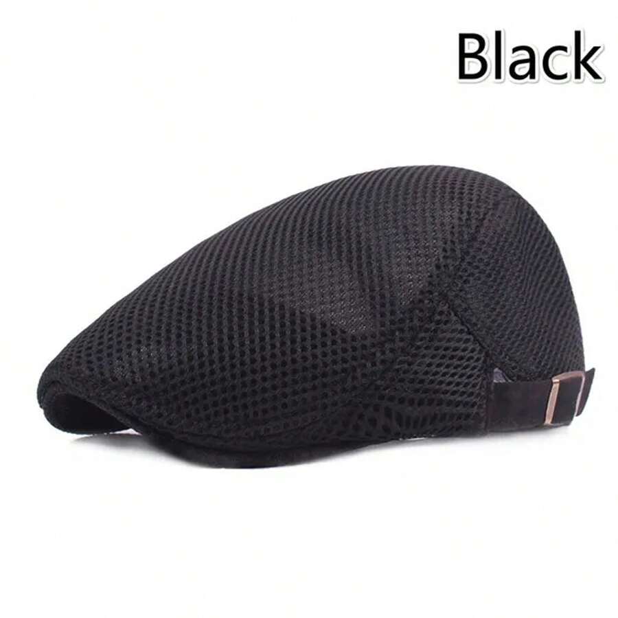 Vintage 8 Colors Men Cabbie Flat Cap Breathable Mesh Summer Hat Adjustable Newsboy Beret Ivy Cap - 56-61cm - View 1