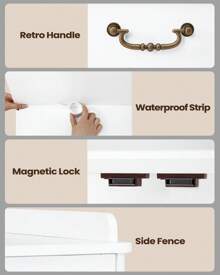 HaluPeit Cat Litter Box Enclosure With Handles, Hidden Cat Litter Box Furniture With Removable Partition, Wooden Pet House Side Table, For Living Room, Bedroom - White - View 5