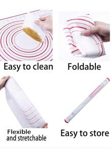 不銹鋼擀麵棍和烘焙墊套裝,大尺寸矽膠糕點墊帶可調整麵團擀麵卷環,非常適合製作比薩餅、派、糕點、意大利麵、餅乾等烘焙工具 - 銀色 - 查看 8