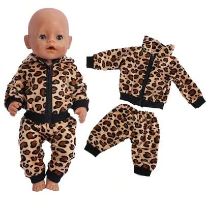 2pcs Leopard Print Doll Clothes Set, Fits 18 Inch American Girl Dolls (Doll Not Included), Also Fits 43cm Reborn Dolls, Doll Toys, 17 Inch Doll Clothes, Reborn Doll Girls, Doll Outfits, Doll Clothing, 15 Inch Doll Clothes