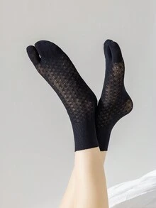 3pairs/Set Two-Toe Socks In Black, White And Gray Colors For Women - Multicolor - View 4