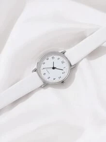 Ensemble de 5 montres pour dames, montre décontractée et élégante pour dames  synthétique blanc, bracelet montre en alliage de zinc, avec collier en strass, bracelet, bague, boucle d'oreille
