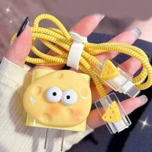 5入組蘋果/兔子/宇航員/奶酪/花卉風格的充電線保護器,防止斷裂,兼容iphone充電器保護殼 - 彩色 - 查看 12