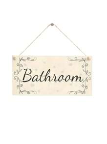 1pc Wooden Bathroom Home Decor Door Sign Plaque,Home Decor ,Room Decor,Wall Decor Gifts Birthday Graduation - Wood Color - View 1
