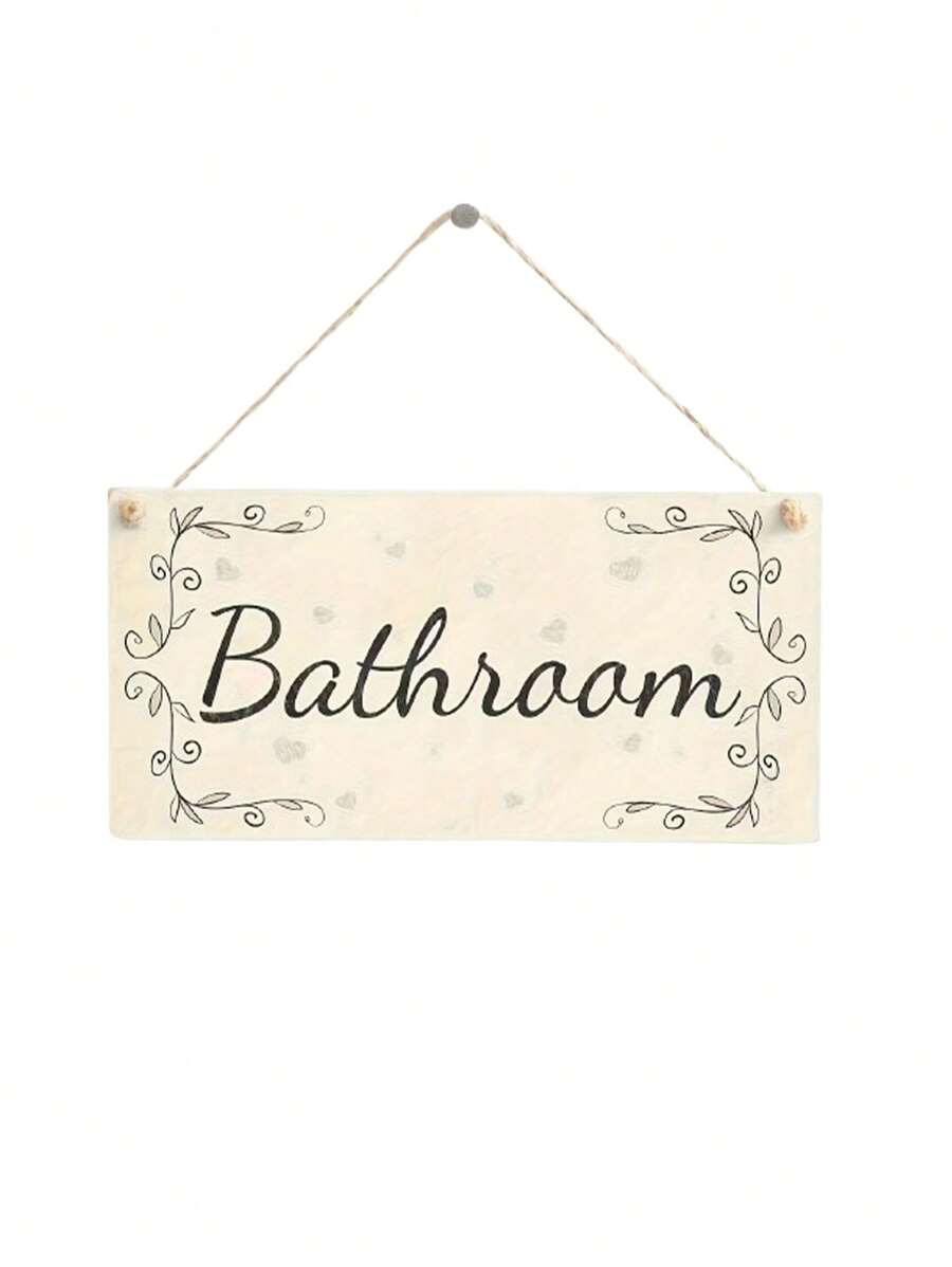 1pc Wooden Bathroom Home Decor Door Sign Plaque,Home Decor ,Room Decor,Wall Decor Gifts Birthday Graduation - Wood Color - View 1