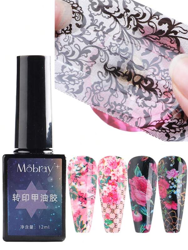 1box 12ml Nail Foil Glue Gel For Foil Art Stickers Strong Adhesion Nail Complete Transfer Available  Soak Off LED Lamp Required Tips Manicure DIY