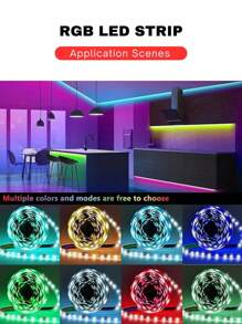 ONELEDWANGRX 1pc Smart RGB LED Strip Lights, 1/3/5/10/15m, 3.3/10/16/33/50ft USB 5V Powered 2-Mode Control, 24-Key Remote Control + App Control, Light Color And Brightness Adjustable, Can Be Bended And Cut,Easy To Install Atmosphere Lights, For Home Party, TV Backlight