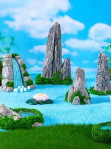 5 Sets Of Random Micro-Landscape Creative Simulation Resin Rockery Waterfall Strange Stone Moss Gardening Landscaping DIY Decorative Accessories Ornaments Random Set Of 5 Pieces. - Multicolor - View 2