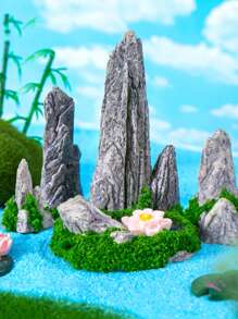 5 Sets Of Random Micro-Landscape Creative Simulation Resin Rockery Waterfall Strange Stone Moss Gardening Landscaping DIY Decorative Accessories Ornaments Random Set Of 5 Pieces. - Multicolor - View 6