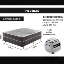 Lençol Avulso De Cama Casal Padrão Box Malha Luva Elástico Cobre toda Cama - Promoção - Branco - Visão 4