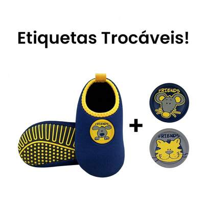 Magic c Sapatilha Infantil Antiderrapante Etiquetas Trocáveis Menino Cachorro Magicc Kids S117