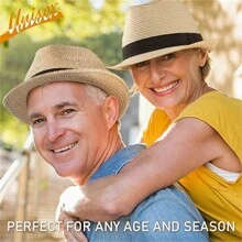 1頂女性編織草帽短邊巴拿馬帽,可摺疊捲曲海灘波西米亞風格帽子 - 彩色 - 查看 8