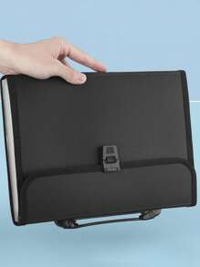 1pc Expanding File Folder A4 Size Portable Document Holder With Multiple Pockets For Students And Office Workers - Black - View 6