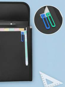 1pc Expanding File Folder A4 Size Portable Document Holder With Multiple Pockets For Students And Office Workers - Black - View 4