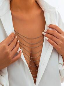 1 Miếng Đúng mốt Và Gợi cảm Kim loại Con rắn Khúc xương Chuỗi Dây chuyền cơ thể Với Tua Đối với phụ nữ - vàng - Xem 3