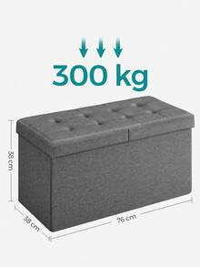 SONGMICS Storage Ottoman, Padded Shoe Bench, Flip-Up Lid, Foldable, 300 Kg Load Capacity, Dark Grey - Dark Grey - View 6