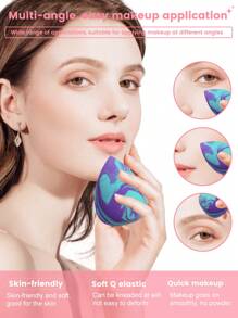 6PCS Soft Elastic Wet Dry Dual Use Makeup Sponges Multi-Purpose Cosmetic Applicators For Foundation Liquid Concealer Cream Loose Powder Portable Bedroom Vanity Travel Practical Affordable Makeup Tools Ideal Christmas Holiday Daily Gifts For Women Ladies - 彩色 - 查看 7