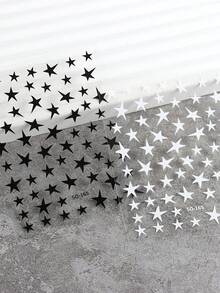 2pcs White Black Stars Nails Stickers 3D Asymmetric Pentagram Nail Decals Manicure Ornaments - Multicolor - View 5