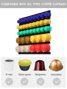 咖啡膠囊存放架展示架，適用於豆莢、杯子和 Dolce Gusto 膠囊 - 黑色 - 查看 3