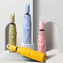 1支時尚簡約可摺疊勾子手柄雨傘 - 紫色 - 查看 1