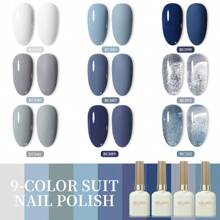 XEIJAYI 9支装15毫升凝胶指甲油套装，流行色凝胶指甲油套装，可卸UV/LED凝胶指甲油，适用于家庭美甲沙龙美甲圣诞节DIY美甲 - 彩色 - 查看 2