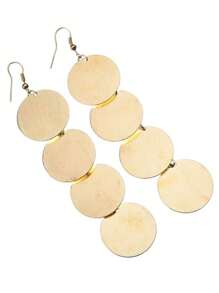 1对夸张几何圆形哑光金属吊坠耳环，欧美风格
