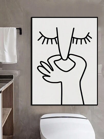 One Modern Typography Quote Art Poster, Pinching Nose Pattern Poster, Room Decoration, Bathroom, Toilet, Corridor, Staircase, Wall Decoration Painting, Home Decor Canvas Paintings, No Frame,Wall Art Gifts Birthday Graduation