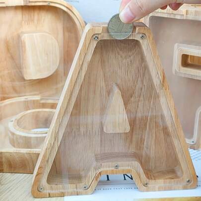 1個個性化木製存錢罐,26個創意a-z字母存錢罐,生日禮物家居裝飾,最好的朋友禮物