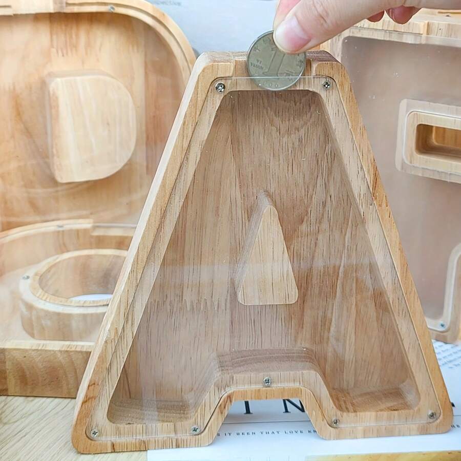 1個個性化木製存錢罐,26個創意a-z字母存錢罐,生日禮物家居裝飾,最好的朋友禮物