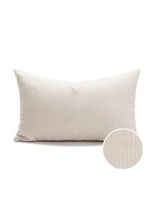 1入現代輕奢淡奶油色和抹茶綠色裝飾性枕套,法式極簡主義坐墊套,適用於客廳沙發床,帶有隱藏拉鍊和垂直條紋腰墊,乳白色 - 方格白色 - 查看 11