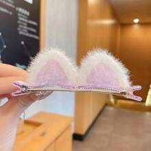2pcs Women's Hair Accessories Cute Plush Cat's Ears (Steamed Cat-Ear Shaped Bread) Hairpin Little Girl's Bangs Hairpin Alligator Clip Halloween - Picture Color - View 11
