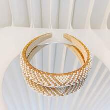 1件女士浅金色发箍，新款宽顶结发箍，简约优雅发饰 - 彩色 - 查看 1