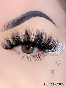 渐变闪光假睫毛，彩色假睫毛，1对仿貂毛蓬松闪光亮片假睫毛，派对妆容适用 - 附閃片/水鑽款 - 查看 19