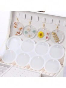 1 Pc Round Pendants Resin Mold Diy Crystal Epoxy Earring Charms Silicone Mold For Jewelry Making Keychain Tag Casting