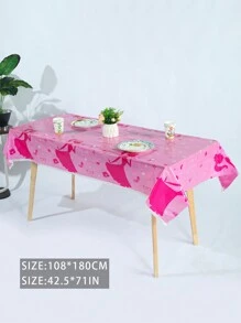1 件 108*180CM/42.5*71 英寸一次性桌布，粉色公主皇冠图案，PE 材质防水防油，适合女孩生日派对主题和日常使用，圣诞节 - 彩色 - 查看 2